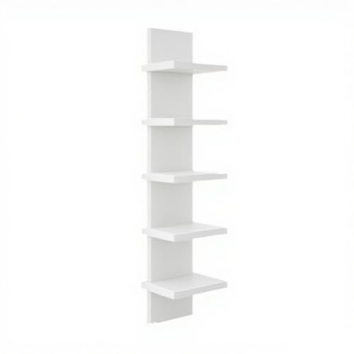 [Yizibuur]壁掛け棚 収納ラック5段 ブックタワーシェルフ 本棚 壁掛け 超強力なバックボード付き 大容量 頑丈設計 耐荷重 省スペース 滑らかな表面加工 シンプルモダンなホームインテリア 漫画棚 マガジンラック 寝室・リビング用