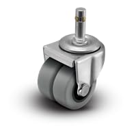 2" Low Profile Swivel Grip Ring Stem Caster - Thermoplastic Rubber Dual Wheel - 180 lbs Capacity