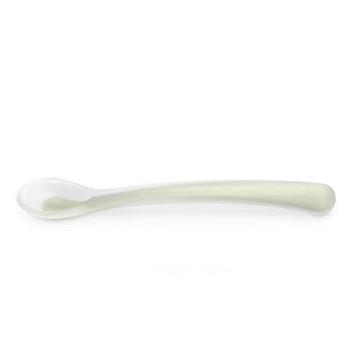 Suavinex, Cuchara de Silicona para Bebés +4 Meses, Cuchara de Aprendizaje, Suave y Blanda, para Encías Sensibles, con Mango Largo, Apta para Lavavajillas, Colour Essence Verde