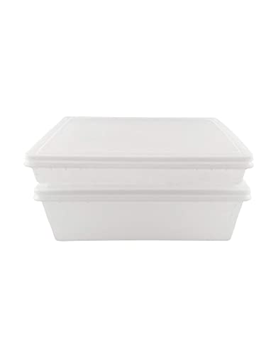 Continental Plastics Fish Tubs/Food Storage Bins 25lb and 10lb with lids 11.5 x 15.5", Pack of 10 Combos, (5 deep bases and 5 shallow bases), White