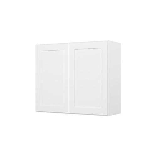 Image of Furinno Shaker Wall Kitchen Cabinet 2 Doors-2 Shelves, Ready to Assemble, 12 D x 36 W x 30 H, White
