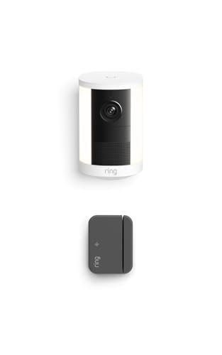 Image of Ring Spotlight Cam, Battery (newest model), White with Outside Door Sensor (newest model)