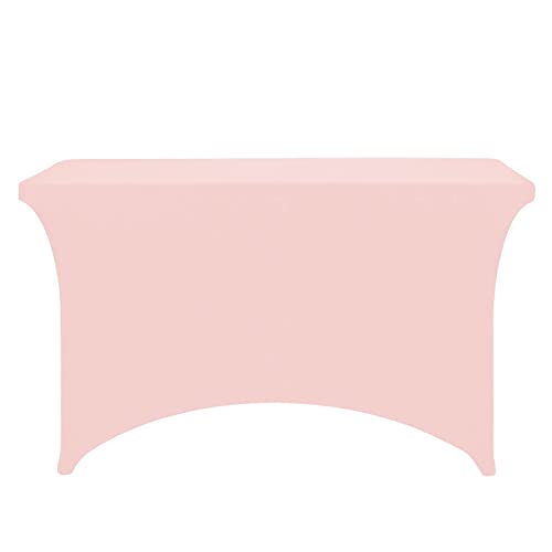 Image of FORLIFE 2Pack Spandex Table Covers,Fitted Tablecloth for Rectangular Tables, Stretch Patio Table Covers, Universal Spandex Table Cover for Wedding, Banquet, Party (4ft, Blush Pink)
