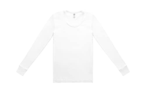 Jack & Jill Thermal Shirts for Men - Long Sleeve Men's Thermal Shirt - Soft Base Layer Top - Soft 100% Cotton (Size Large) White