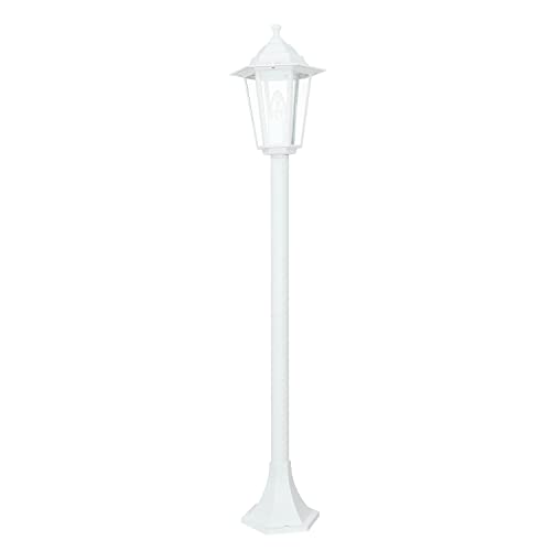 Licht-Erlebnisse Farola de exterior estilo rústico blanco E27 Lámpara de pie estilo rústico blanco IP44 Iluminación para entrada, jardín, terraza