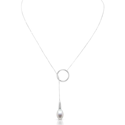 Elegant Genuine Gemstone and Pearl Pendant Necklace Collection in 18K White Gold Over Sterling Silver – London or Swiss Blue Topaz, Blue Sapphire, and Freshwater Cultured Pearls