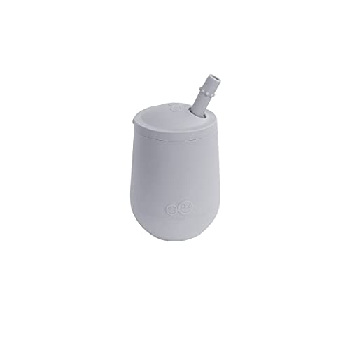 Image of ezpz Mini Cup + Straw Training System (Pewter) - 9 Months+ | 100% Silicone Training Cup for Infants + Toddlers - Designed by a Pediatric Feeding Specialist