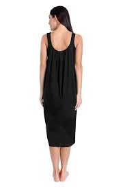 Image of Cotton Full Length Long Camisole for Women - Long Innerwear Petticoat - Plus Size Nighty - Kurti Slip - Suit Slip - Black Color