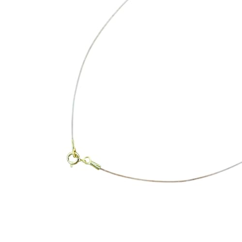 Minoplata Collier transparent en fil de pêche, fermoir en argent 925 plaqué or, 40 cm