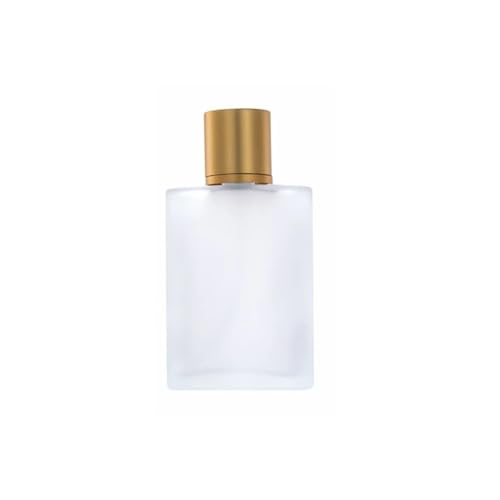 BODOBTF Botella de perfume de vidrio arenado con tapa de rosca de 30/50/100 ml, botella dispensadora vacía de maquillaje fino (oro, 50 ml)