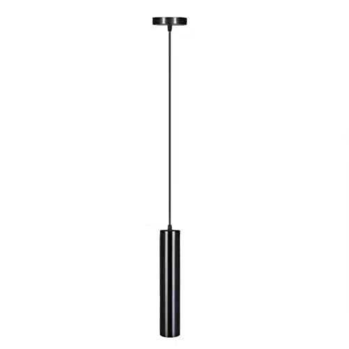 Lampe suspendue cylindre noir 5w hhrlch lumière chaude tube long