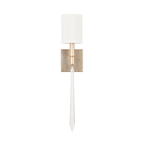 Image of Capital Lighting 637011WG-695 Gwyneth White Fabric with K Crystal Torchiere Wall Sconce, 1-Light 60 Watt, 25 inch H x 5 inch W, Winter Gold