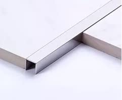 Steel Art Craft- U Profile / Patti PVD Coating , Mirror Shiny Finish for Walls, Ceiling, Tiles, Flooring, Interior Decoration, Bathroom, Living Room, Hotel , S.S 304 ,( 10MM X 10MM X 4 FT) (Silver)