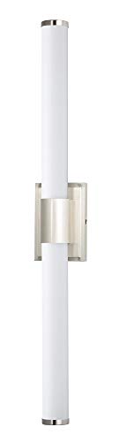 Image of Maxim Lighting Optic 36 inch 2-Light Bath Vanity Light | Satin Nickel Aluminum Finish | White Glass Shade | Transitional Indoor Light Fixture | Ideal for Bathrooms & Powder Rooms | 52117WTSN