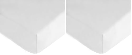 Image of TL Care 100% Natural Cotton Fitted Crib Sheet 52 inch x 28 inch - Soft, Breathable, Hypoallergenic & Gentle Toddler Bed Sheet, White, Neutral for Boys & Girls (Pack of 2)