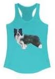 Vista 4 de Border Collie 'Andrew' Women's Racerback Tank XLSolid Hot Pink