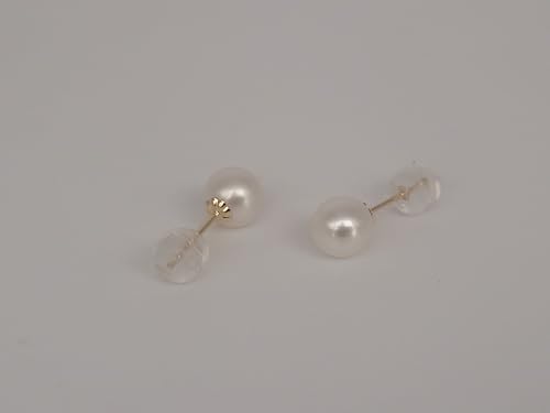 18K AAA Cultured Pearl Earrings for Women in 18K Yellow Gold, Sizes 6 to 8 mm4