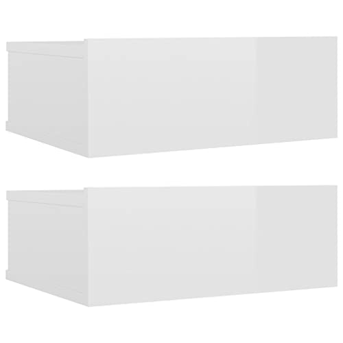 Mesitas de Noche Colgantes Blanco Brillo Marca vidaXL