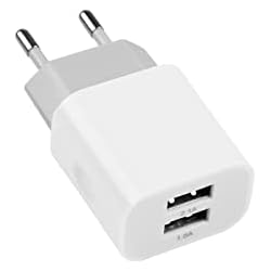 Cargador Movil Normal MUTTO Cargador de Pared Universal de 5V2A/10W con 2 Puertos USB compatible con todo tipo de gadgets y smartphones Blanco