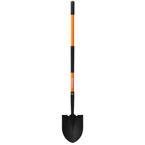 KOLEIYA Heavy Duty Garden Shovel for Digging, 57 Inch Round Blade with Fiberglass Handle (Orange), Professional Shovel for Gardening, Landscaping, Beach