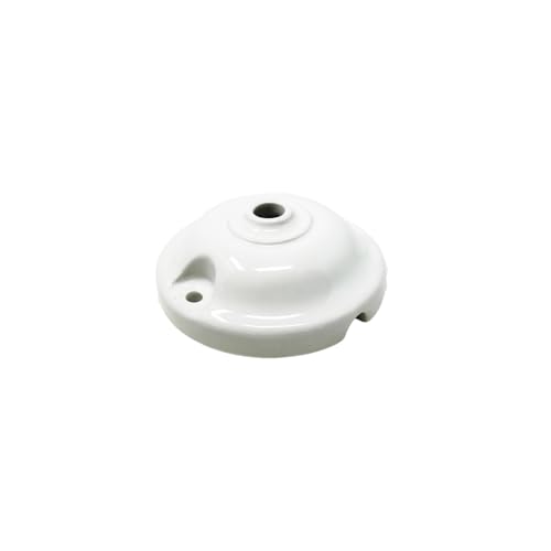 Rosette aus weißem Porzellan, Ø 75 mm, 1 zentraler Ausgang + 2 seitliche Ausgänge