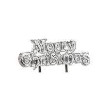 LGT Christmas Cake Topper Sets. 11 Unique Designs to Choose From. Cake Decorations, Motto, Lay Ons. ((A) 3 x Silver Merry Christmas)