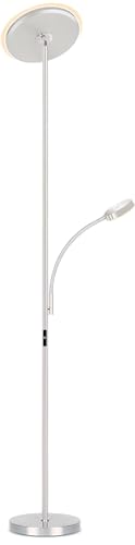 MeLiTec LED Deckenfluter mit Leseleuchte | Titan | Rund | Dimmbar Warm- bis Kaltweiß | Stehlampe