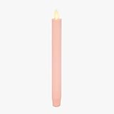 Luminara Flameless Candle Taper (1" x 9.5") Melted Top Real Wax Unscented Remote Ready Timer (Crystal Rose)
