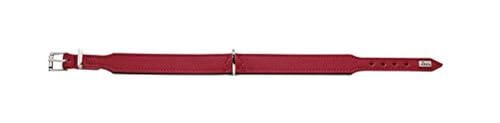 HUNTER Hundehalsband BASIC, Farbe: rot/schwarz, Pflegeleichtes Spaltleder, Raffinierte Nahtführung, Dezentes Design, Größe: 42