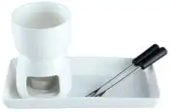 Conjunto Fondue Branco com Base de Cerâmica 6 peças PREMIUM