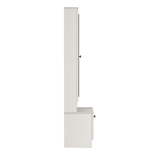 Image of DesignFit Bonita Engineered Wood Dressing Table with Mirror and Drawer | Closed and Open Storage Unit | Wooden Vanity Table for Bedroom, Living Room Furniture (Matte Moonshine White Finish)