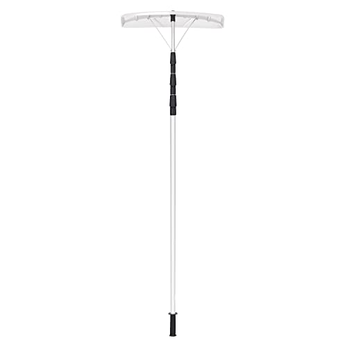 GYMAX Rimozione Neve dal Tetto Regolabile 2-6,3 m, Rastrello per Neve in Alluminio, Rastrello per Tetto con Ampia Pala, Pala per Neve con Asta Telescopica, Leggero, per Tetto e Altre Superfici