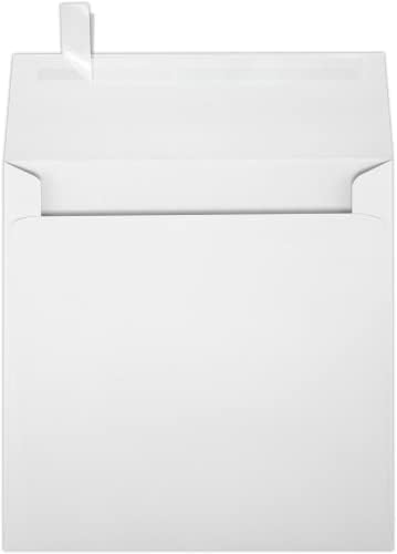LUX Paper Square Invitation Envelopes for 5 1/4 x 5 1/4 Cards in 70 lb. Bright White, Printable Envelopes for Invitations, with Peel & Press Seal, 50 Pack, Envelope Size 5 1/2 x 5 1/2 (White)