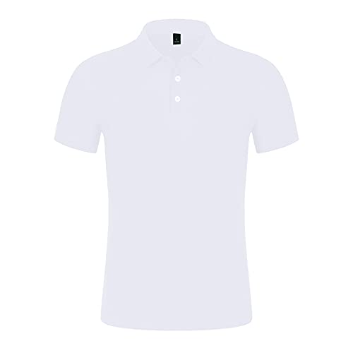 Polo Shirts for Men 1/4 Button Down Stand Collar Cotton Short Sleeve Golf Tshirt, Summer Slim Fit Pullover Tops (02 White, XL)