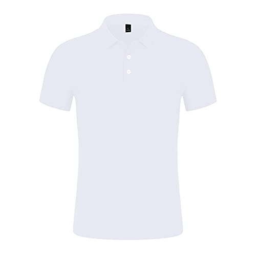 AWDX Polo de manga corta para hombre, corte regular, de un solo color, moderno, bsico, de manga corta para hombre, ligero, transpirable, deportivo, 01-blanco, XXL