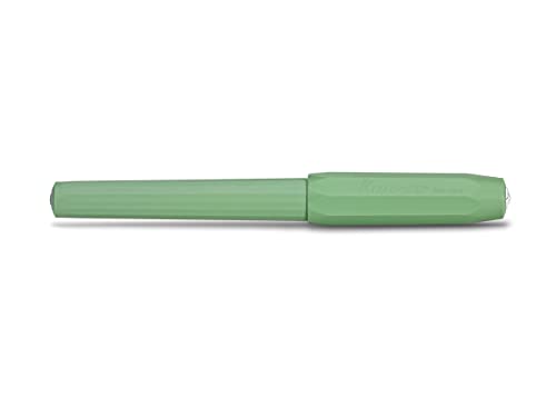 Image of Kaweco PERKEO Medium Nib Fountain Pen - Jungle Green Body, Premium German Fountain Pen with Royal Blue Ink Cartridge, 13 cm, Light Weight, Ergonomic Grip