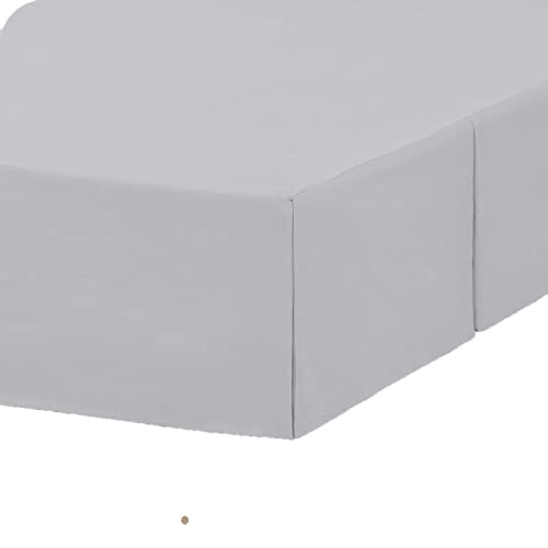 AmigoZone Plain Cotton Percale Platform Base Valance Pleated (Silver, Double) - Image 2