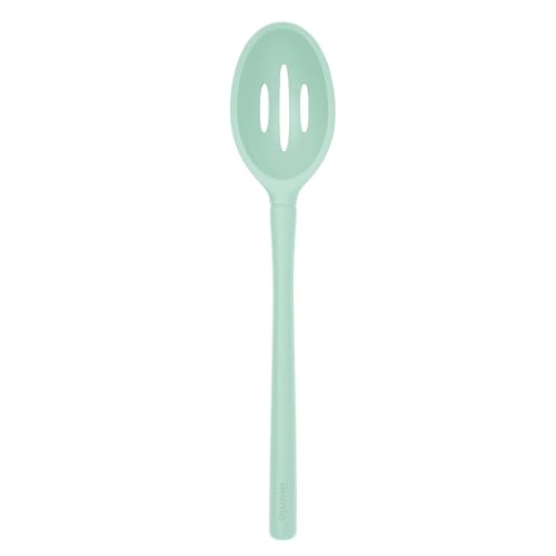 Image of Tovolo Flex Core Silicone Slotted Deep Spoon for Cooking Mixing Baking, Dishwasher Safe BPA Free All Silicone Kitchen Utensil Heat Resistant Nonstick Safe Slotted Serving Spoon, Aqua Seafoam Green