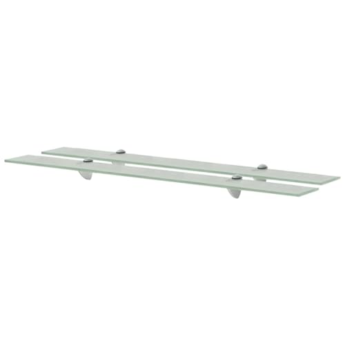 Vopese Estantes flotantes 2 Unidades Vidrio 8 mm 90x10 cm,baldas flotantes Pared repisas de Pared baldas de Cristal estanterias de baño, para Baño Y Cocina Blanco