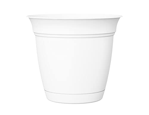 The Hc Companies 12 Inch Eclipse Round Planter With Saucer - Indoor Outdoor Plant Pot For Flowers, Vegetables, And Herbs, White #TOP1