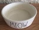Rae Dunn Magenta Artisan Collection Cat Dish Bowl MEOW White Interior