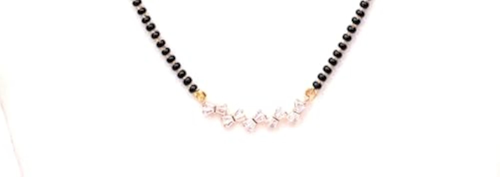 Women's Designer American Diamond Studded Long Beaded Mangalsutra