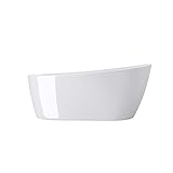 Mai & Mai freistehende Acryl-Badewanne Oval Standbadewanne Weiß inkl. Push-Open Ablaufgarnitur Breite 160cm V528