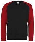 AWDis Just Hoods JH033 Baseball Sweatshirt - Jet Black/FIRE RED - Medium