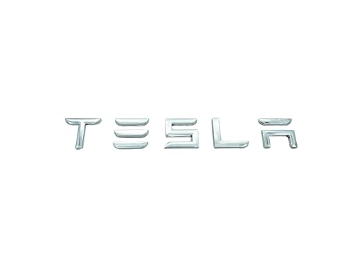 Image of Metal Tesla Letters Emblem Trunk Logo Decal Tailgate Rear 3m Adhesive Compatible with Tesla Model 3 Y Highland Juniper Chrome Matte Black Red Glossy Black (Chrome)