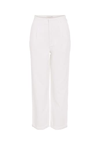 Oui Pantalones chinos para mujer de mezcla de lino y algodón,...