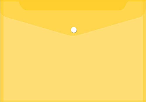 Image of SHRESTH A4 Size Document File Bag, Transparent Envelope Holder Storage Case, Snap Button Organizer, Clear Plastic Container for Papers, Stationery-Coloured (Pack of 12)