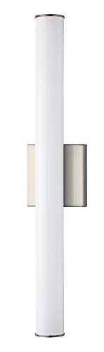 Image of Maxim Lighting Rail 24 inch Bath Vanity Light | Satin Nickel Aluminum Finish | Transitional Indoor Light Fixture | Ideal for Bathrooms & Powder Rooms | Dimmable Damp Rated | 52102SN