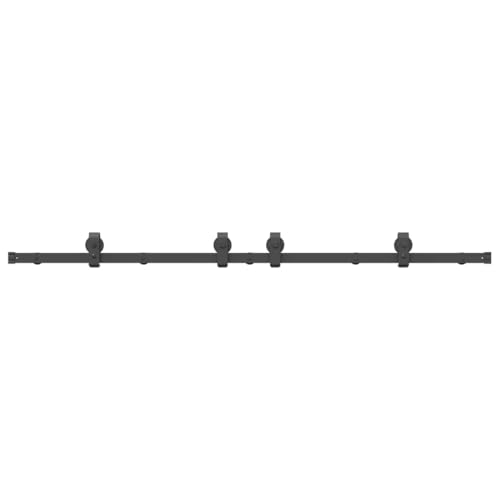 vidaXL Kit de herrajes para puertas correderas acero negro 183 cm, herrajes para puertas corredizas, rodillos para puertas corredizas, sistema de puertas corredizas