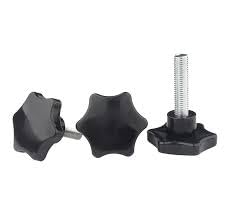 8mm Size x 20mm (2 cm) Steel Screw Length x 30mm six Star Head Black bakelite Clamping Screw knobs - 1 No-image-6